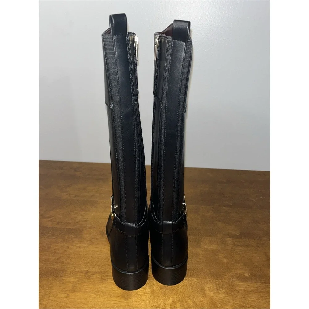 Tommy Hilfiger Twionni Size 8M Casual Tall Knee High Riding Boots Side Zip Black
